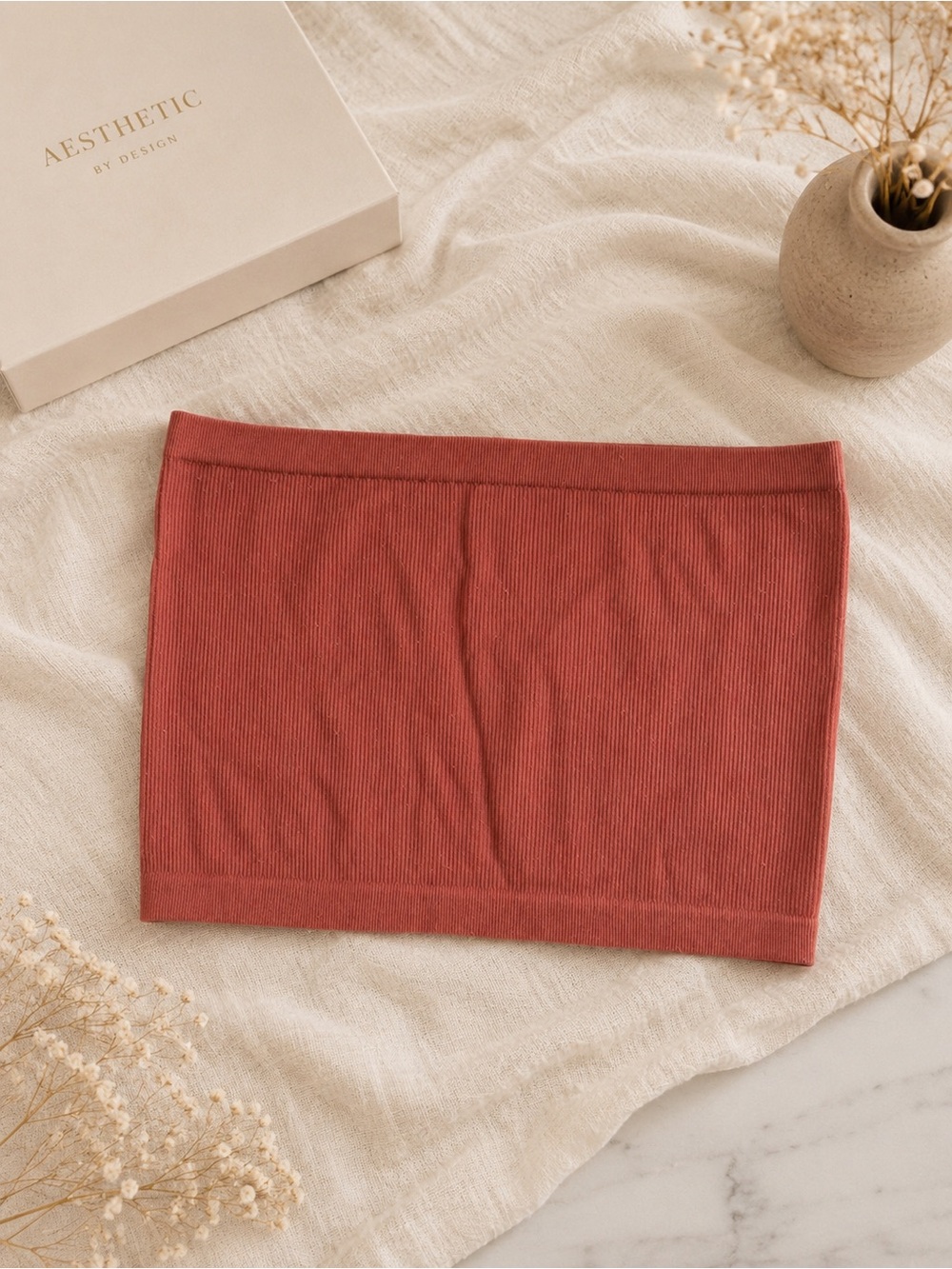 bozzolo ribbed seamless bandeau tube top – rust brown